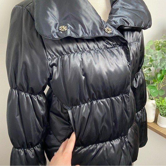Old Navy Down Puffer Coat Black Shiny Size Medium - Picture 3 of 7